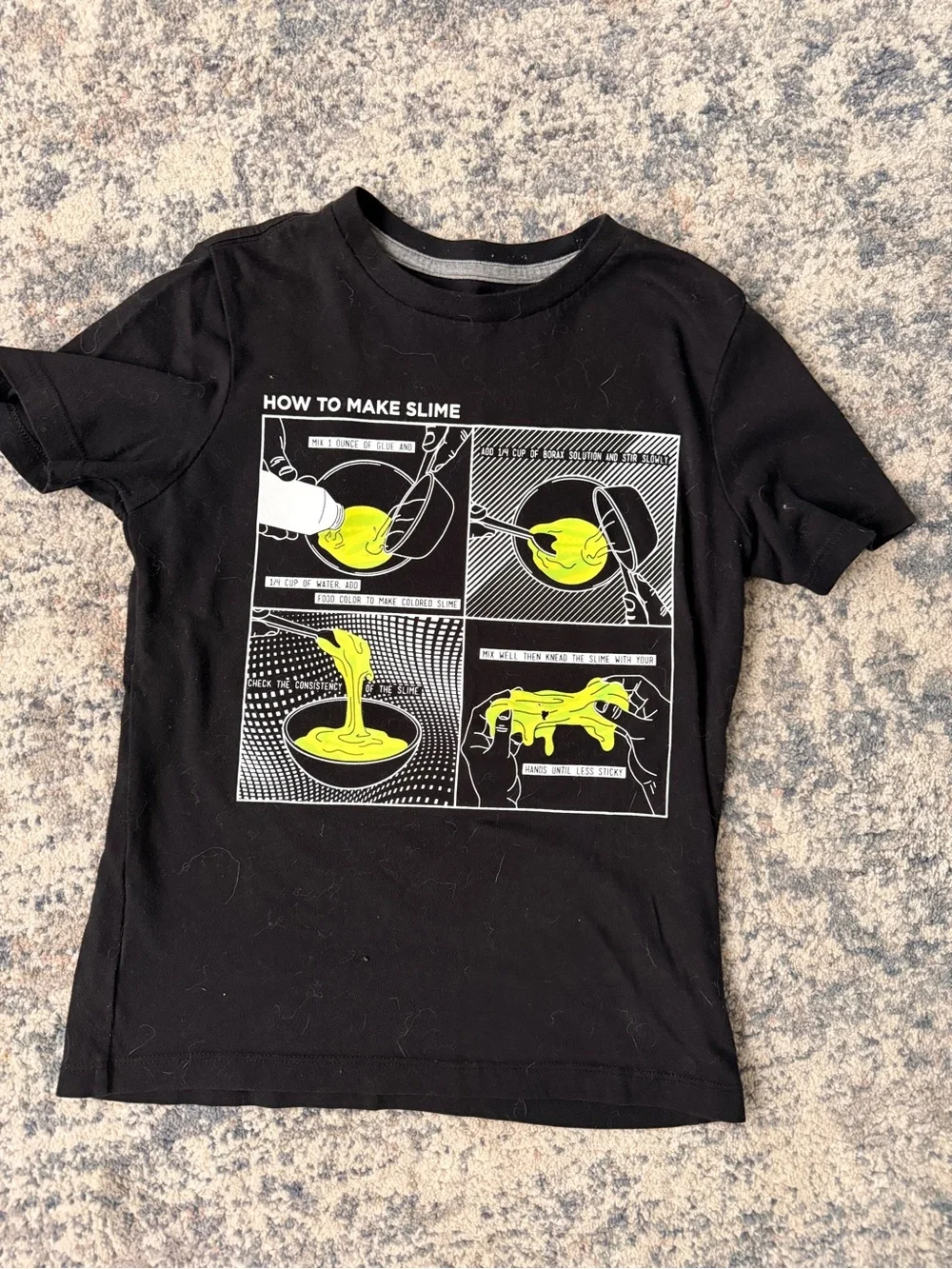 Old Navy Slime Graphic Print Short Sleeve Crew Neck T-Shirt Kids M 8 Black